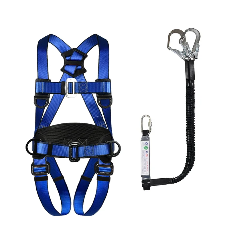 627Five-Point High-Altitude Carabiner Double Hook Polyester Safety Belt Complete Body Work Harness for Fall Protection for Rescu