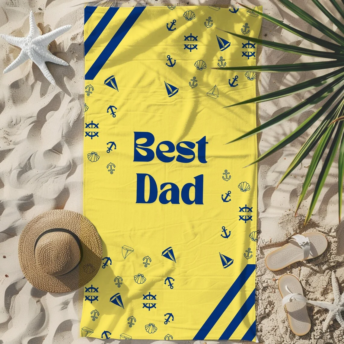 Custom Fathers Day Beach Towel Grandpa Custom Beach Towel Fathers Day Gift Summer Gift Fathers Day Idea Child Name Towel Gift