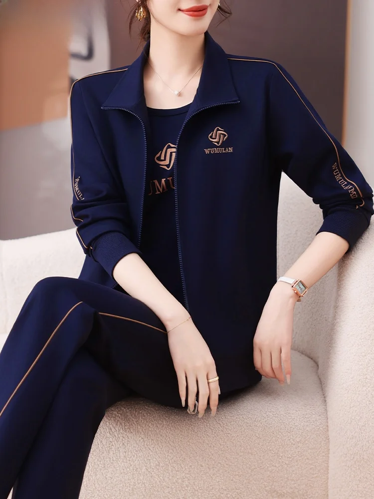 

Ele Midlife Mom Sportswear Set 40 50 Years Old High-End Tee-Piece Spring Outfit Women's Faion Loose Fit Long Pants