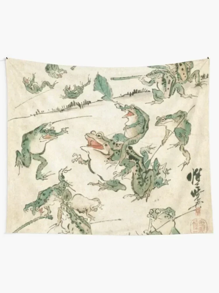 Battle Of The Frogs - Kawanabe Kyosai Tapestry Bedroom Organization And Decoration For Bedroom Tapestry