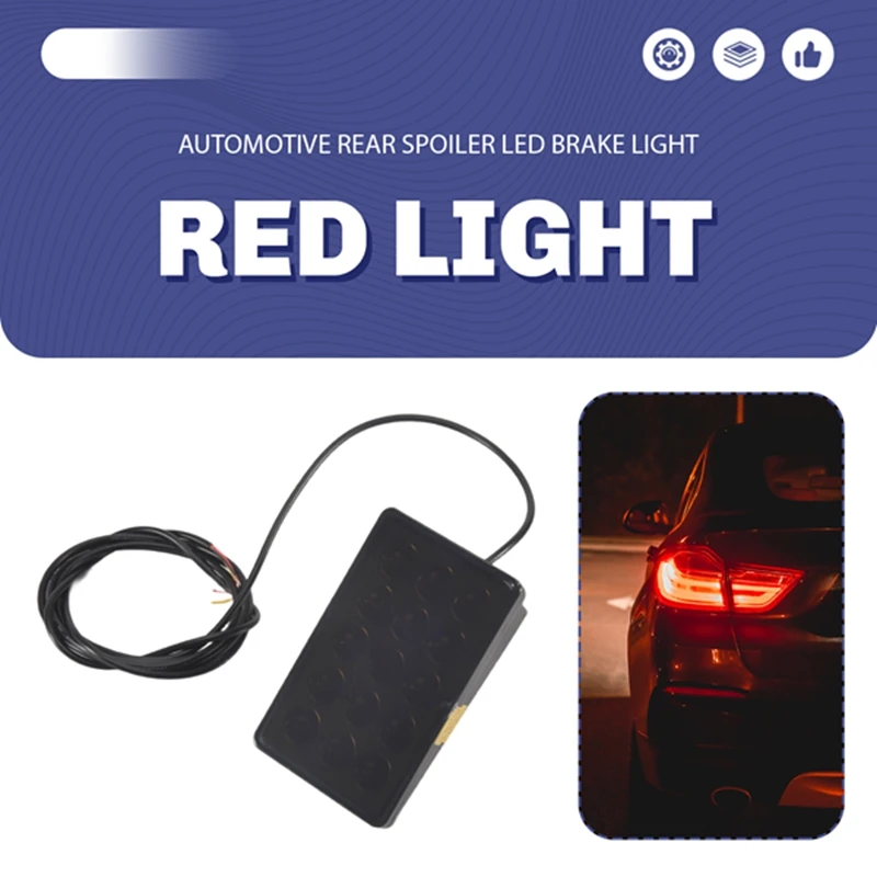 LED Car Brake Light 15LED F1 Style Universal Rear Spoiler Tail Light Black Shell