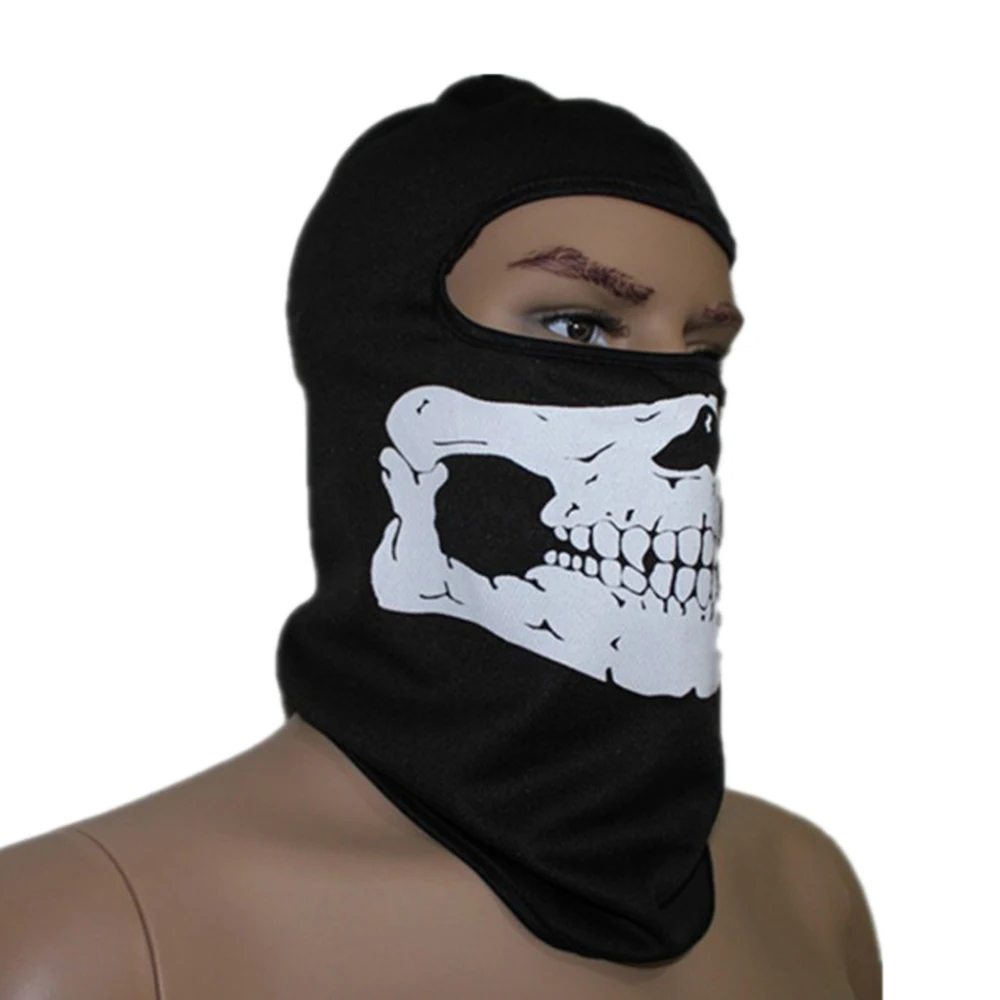 Pasamontañas con estampado de calavera para motocicleta, máscara facial completa, a prueba de viento, calentador de cuello y cabeza, capucha de ciclismo, forro de casco para hombres