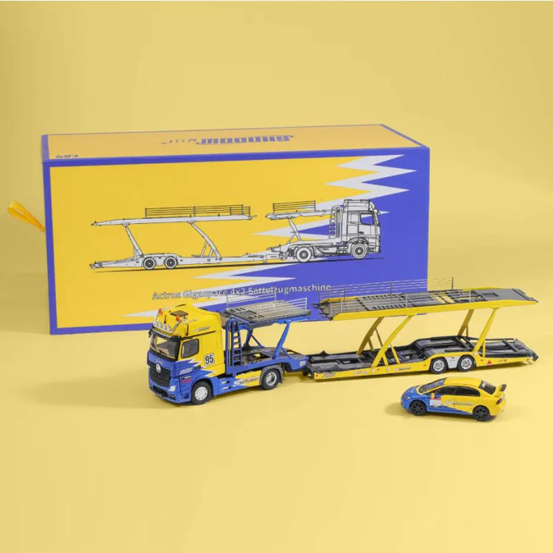 

SHADOW 1:64 Scale Trailer Actros Double-decker Transport Vehicle + FD2 Simulation Alloy Car Model Static Collectible Toy Gift