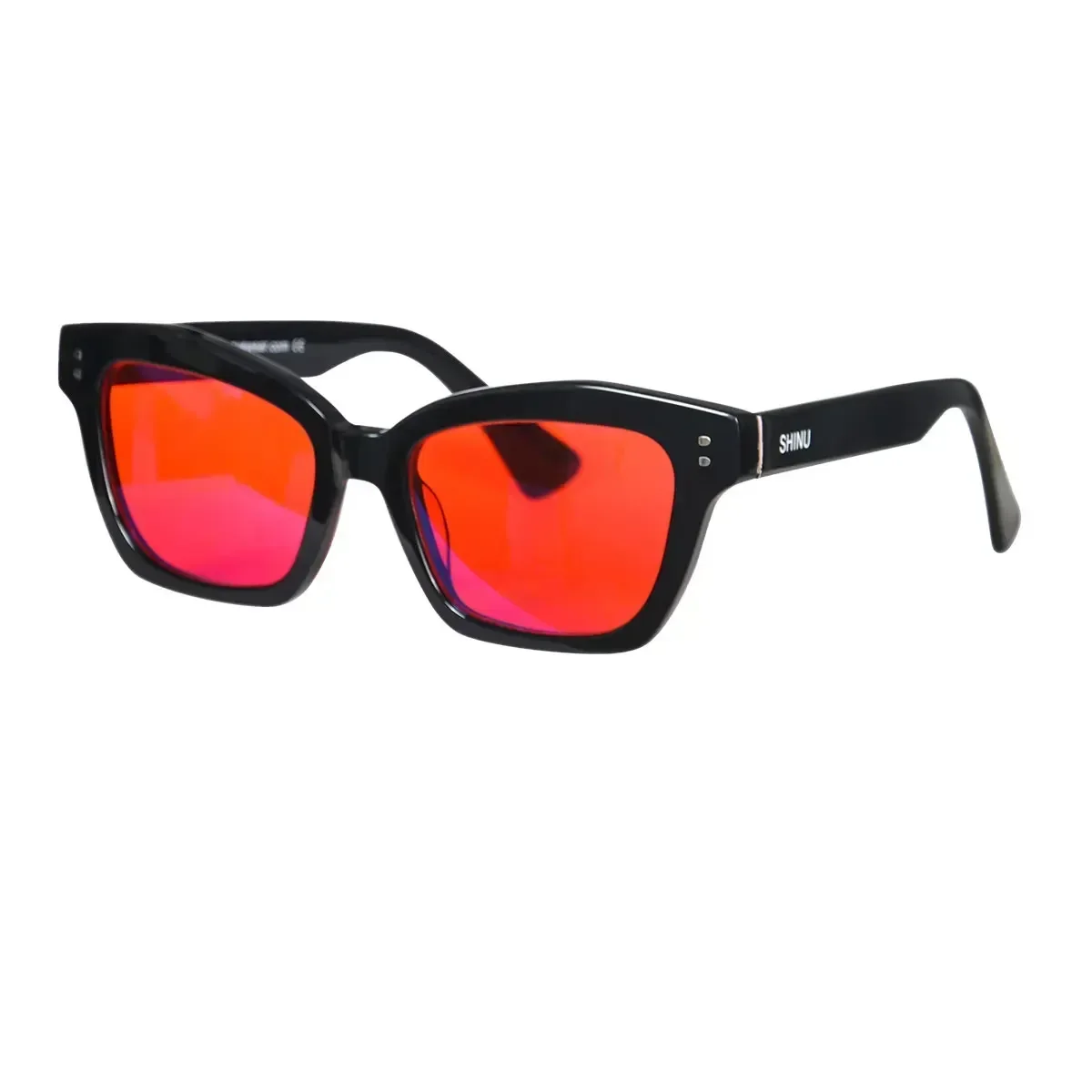 Shinu Better Sleep Blue Light Blocking Glasses Men Red Lenses Anti Green Light Orange Clear Lens Acetate Frame Computer Eyewear