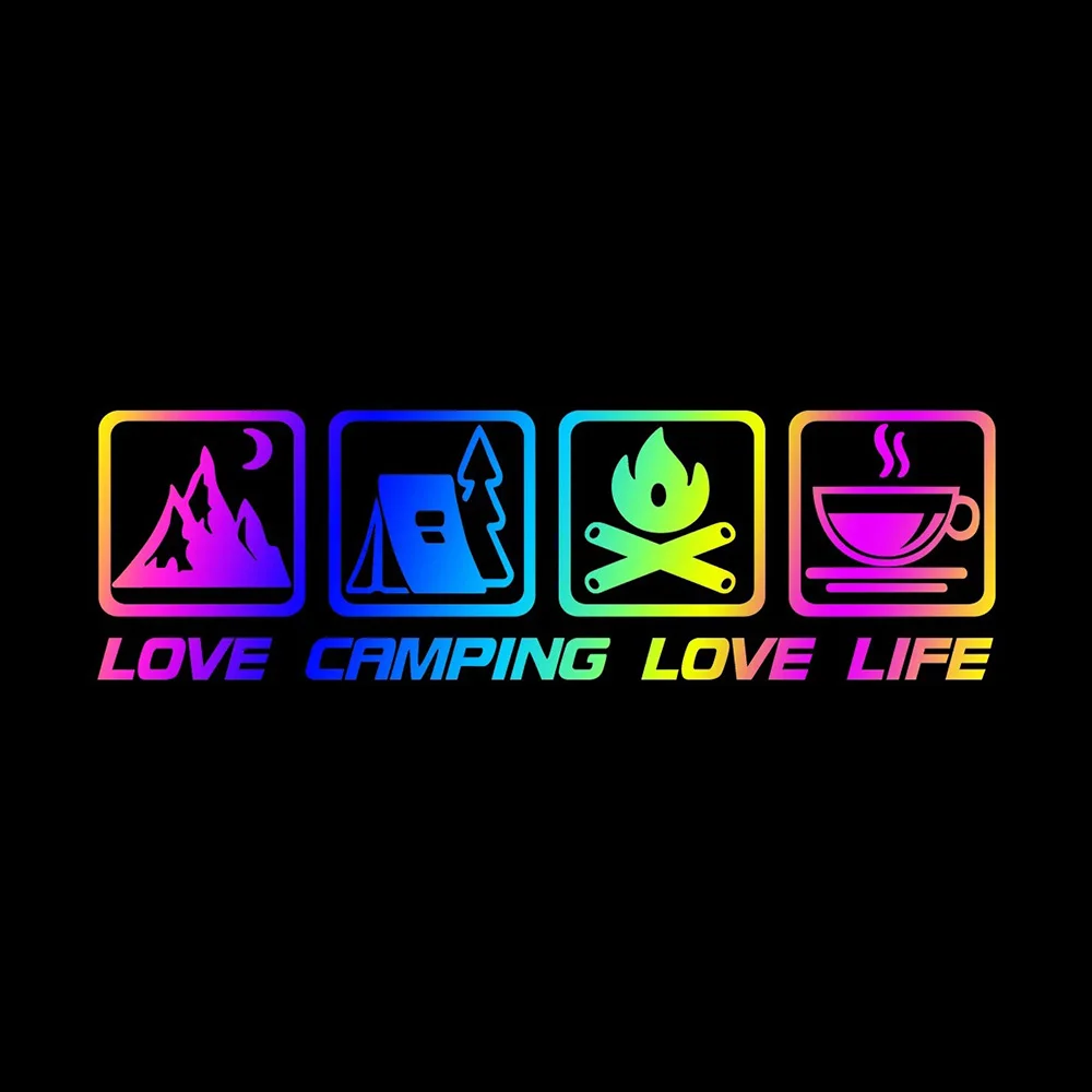CANPING LOVE LIFE Camping Car Stickers Wilderness Campfire Adventure Motorcycle Body Decoration Stickers Coffee Waterproof image 4