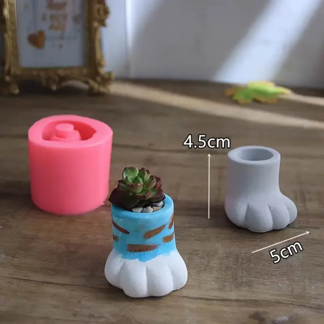 Cat paw Succulent Pot Concrete Silicone Mold Gypsum Cement Epoxy Resin Self-made Desktop Decoration Mold