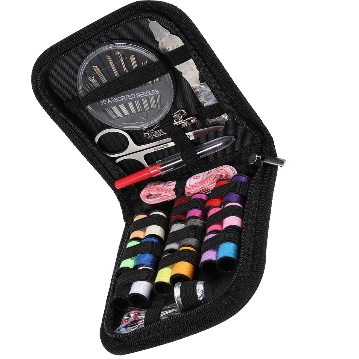 

58pcs Sewing Kit Needle Thread Scissors Set Blue Zipper Bag Lightweight Travel Home Organization Craft Dress Repair Emergency