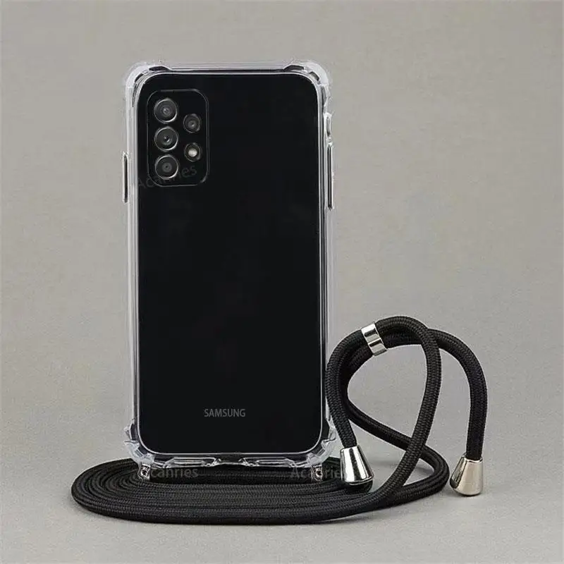 A 53 33 13 Transparent Crossbody Necklace Lanyard Case On For Samsung Galaxy A53 A33 A13 A52 A32 A12 A23 A22 A73 A72 4G 5G Cover