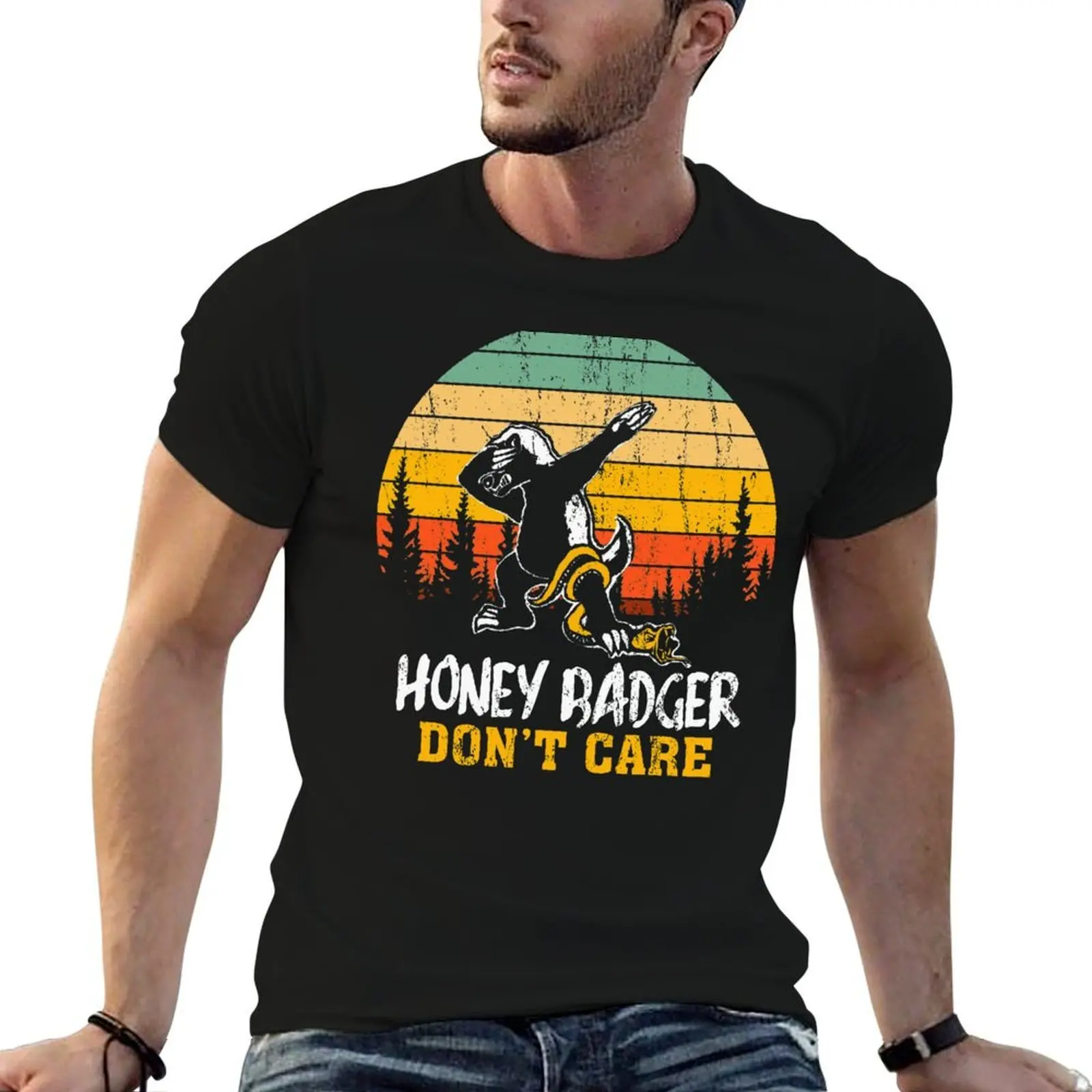 

Honey Badger Dont Care Vintage Sunset Dabbing Wild Animal eat Snake T-Shirt t shirt personalised g man t shirts for men T-Shirt