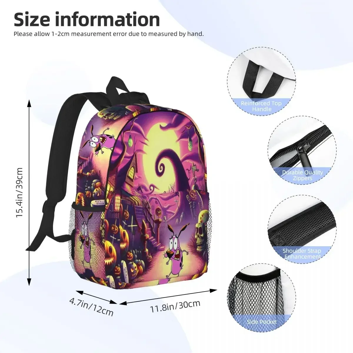 Cowardly Dog C-Courage-S Cartoon Backpack Student Boys Girls BookBag Children School Bag Computer Shoulder Bags for Men Women