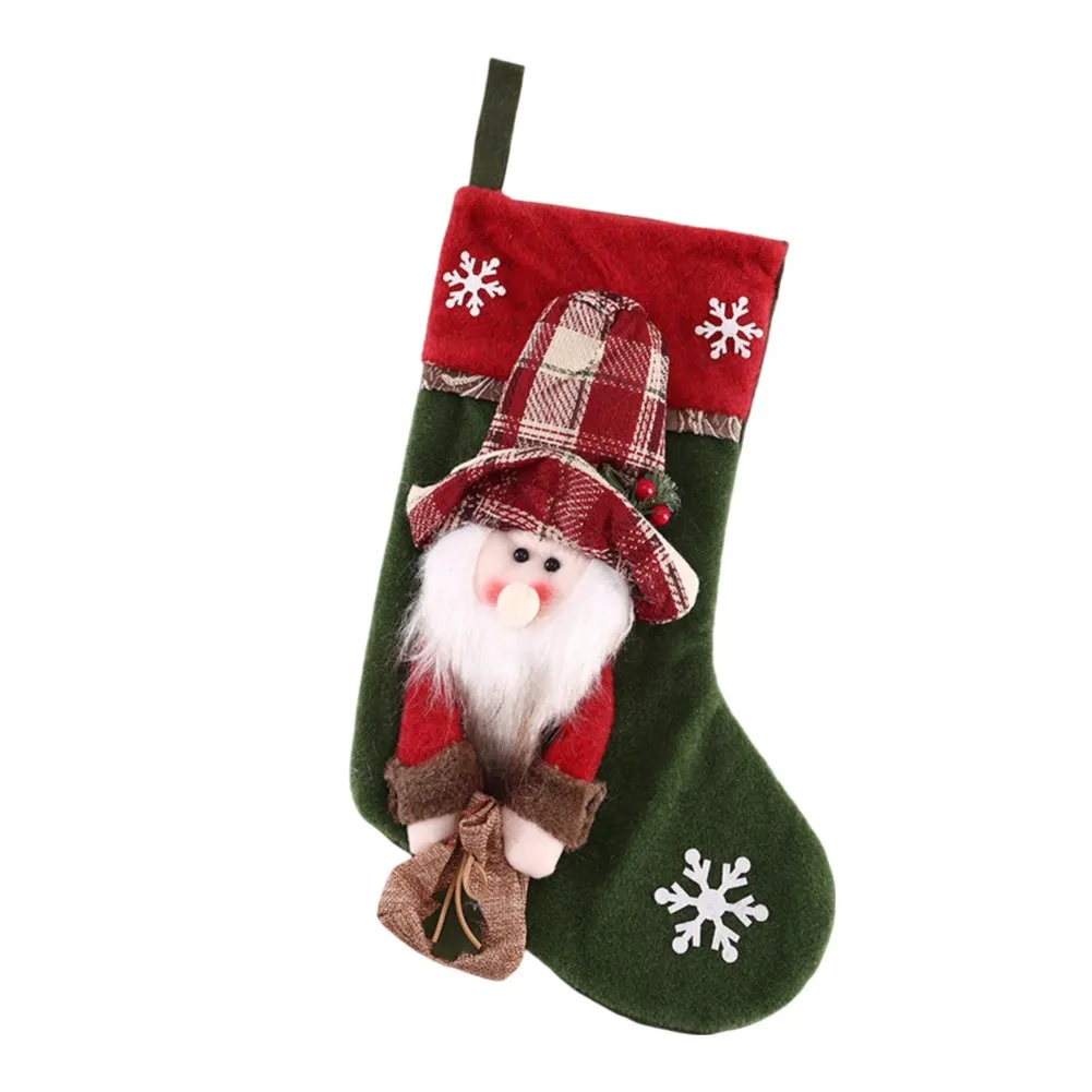 Candy Bag Stockings Christmas Decoration Holiday Season Large Opening Polyester Fabric Reindeer Design Santa Claus Design