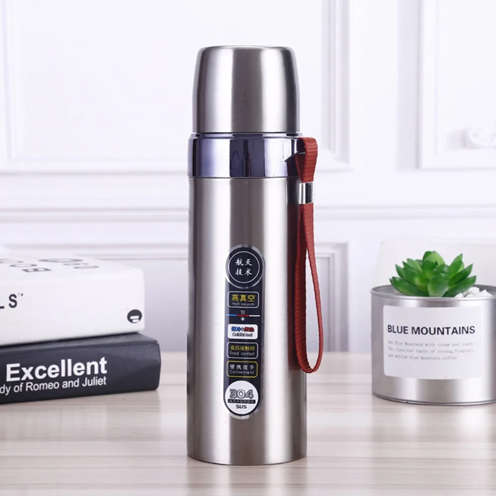 500ml Thermal Cup Rustless Steel Smooth Polished Tea Bottle Tight Sealing Lid Double Wall Insulated Thermal Mug Outdoor Hiking