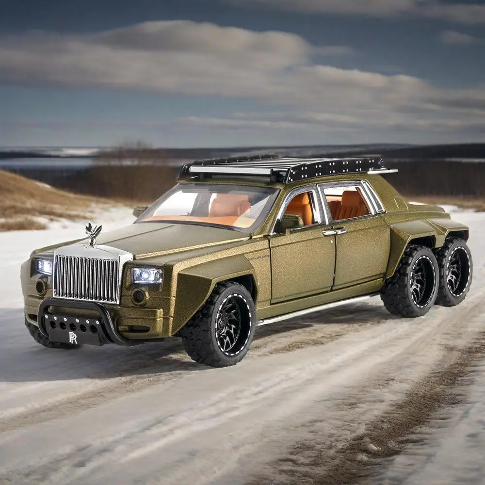1:32 Rolls-Royce Phantom 6*6 véhicule tout-terrain moulé sous pression en alliage de métal modèle de voiture son lumière retirer Collection enfants jouet cadeaux