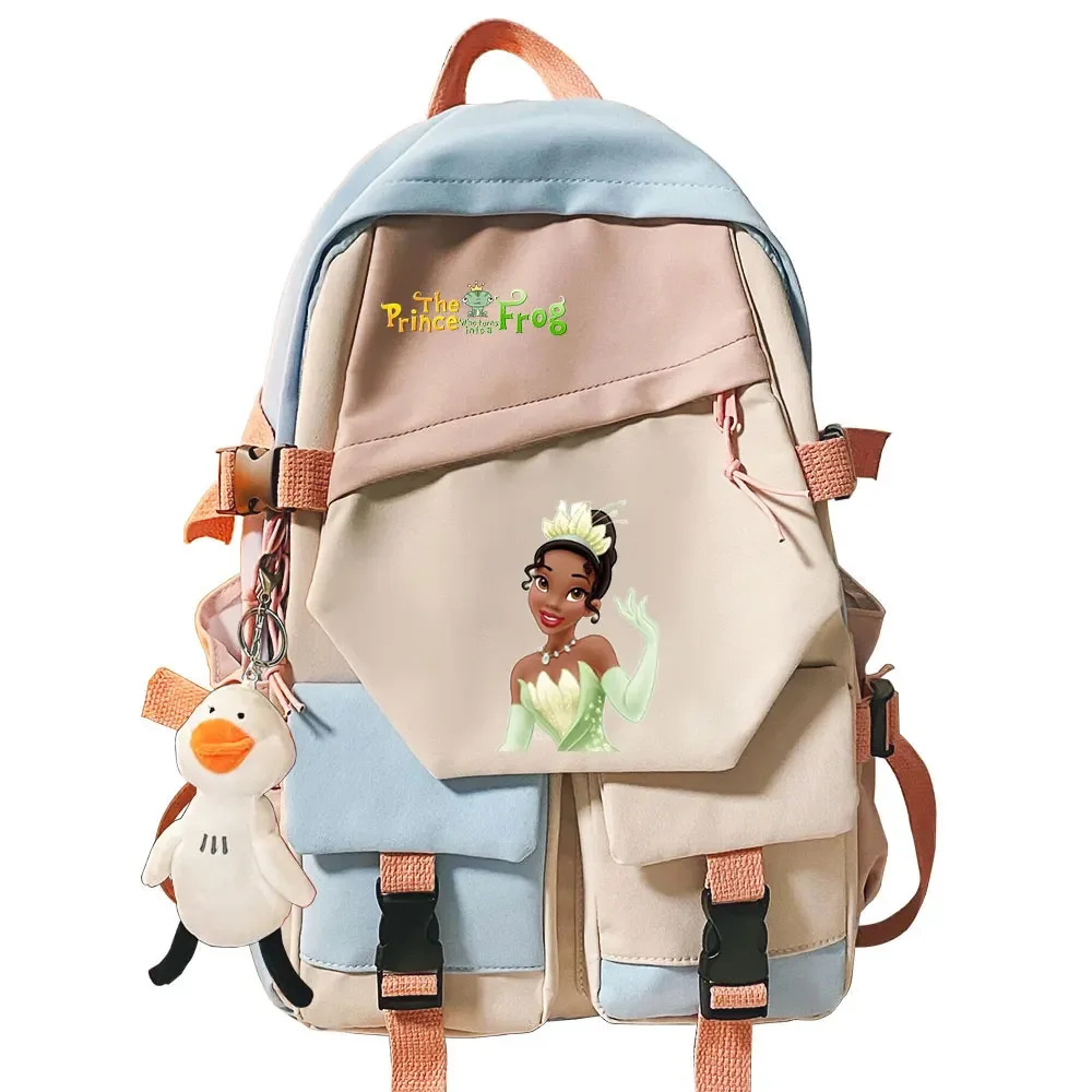 Kawaii Girls Kids School Book Bags Teenagers Schoolbags Canvas Tiana Princess Student Backpack Women Patchwork Bagpack