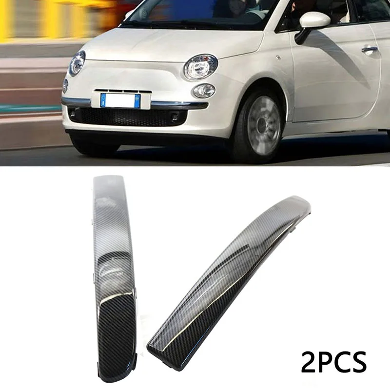 2PCS Carbon Fiber Car Front Bumper Under Trim for FIAT 500 2007-2015  Moulding Styling Exterior 735455056 735455057