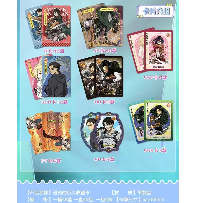 Carta Attacco su Titano Eren Mikasa Armin Erwin Levi Carte collezionabili Battaglia finale Carte da collezione Giocattoli Regali