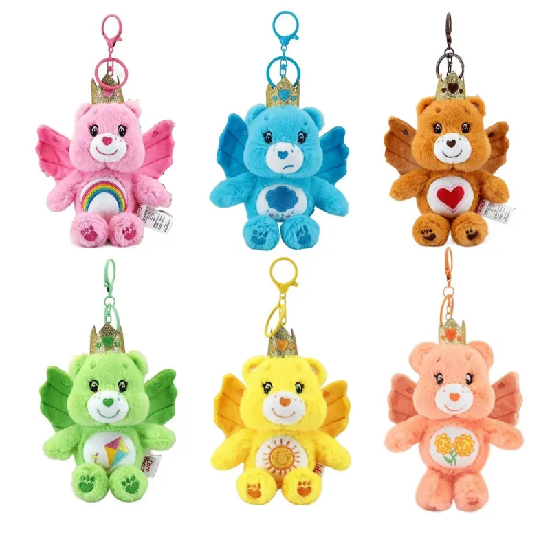 Porte-clés en peluche ours de soin 15cm, joli sac à dos, poupées en peluche, jouet, décor de sac d'école, mignon, cadeaux d'anniversaire
