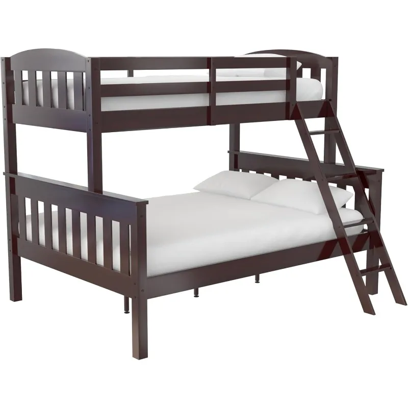 Airlie Convertible Wood Bunk Bed, Stackable and Detachable Bed Frames for Kids and Teens, with Angled Ladder, High Guardrail,