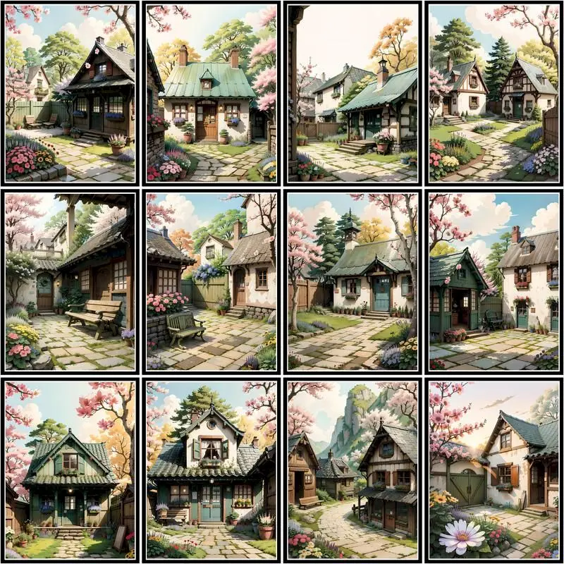 

GATYZTORY Paint By Number Beautiful House Scenery Pictures By Number Drawing On Canvas HandPainted Art Gift Kit DIY Decoration