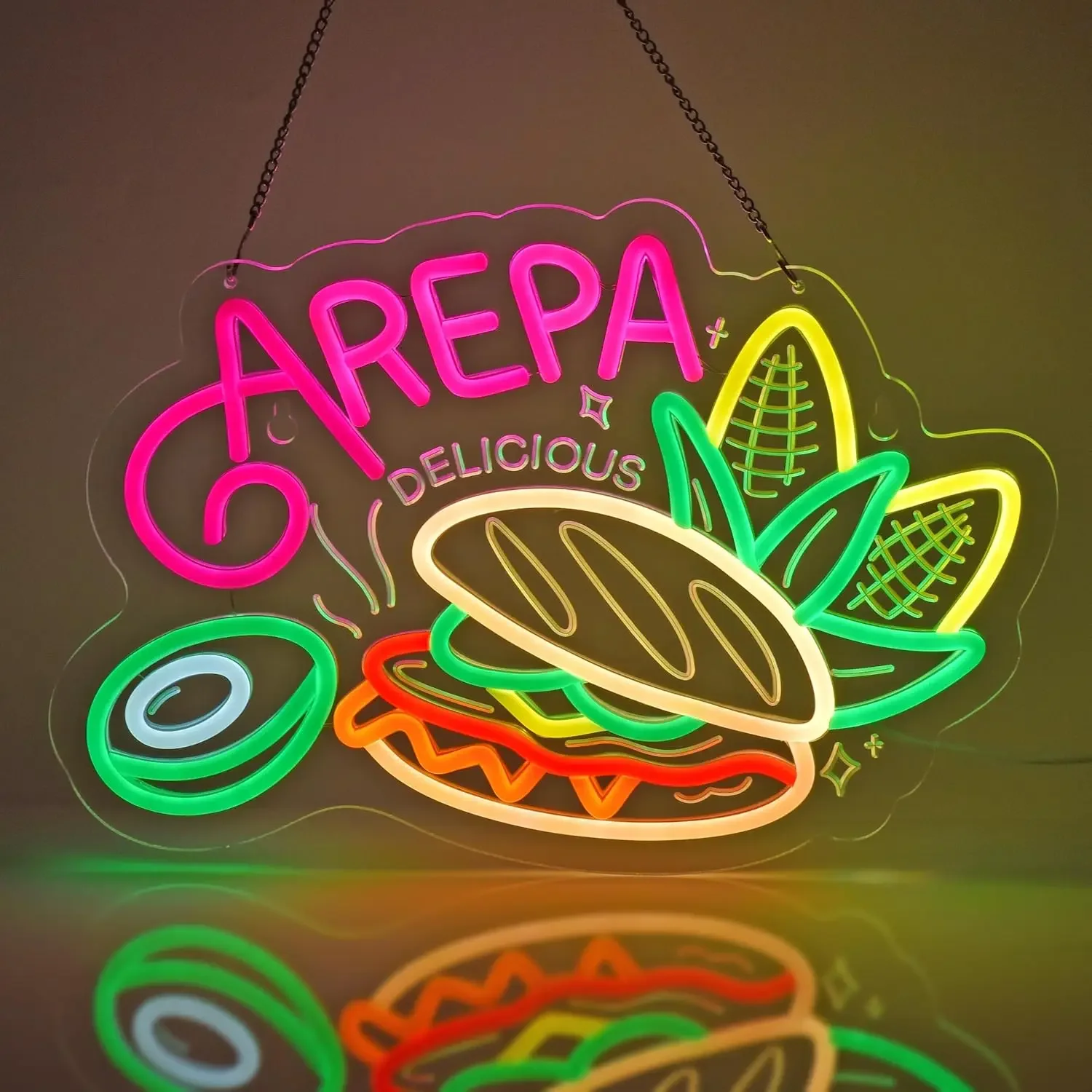 

Неоновая вывеска Arepa с USB-питанием, регулируемая LED-лампа для уличных прилавков, кафе, ресторанов быстрого питания, вечеринок, подарков, декора стен