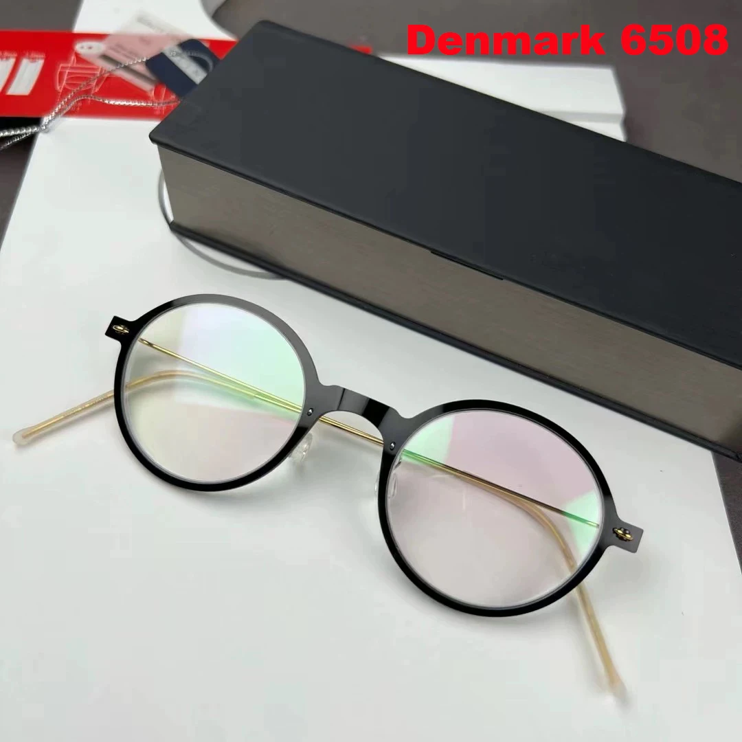 

2025 Denmark Brand Fashion Round Glasses Frame Men Women 6508 Ultralight Screwless Vintage Transparent Eyeglasses Simple Eyewear