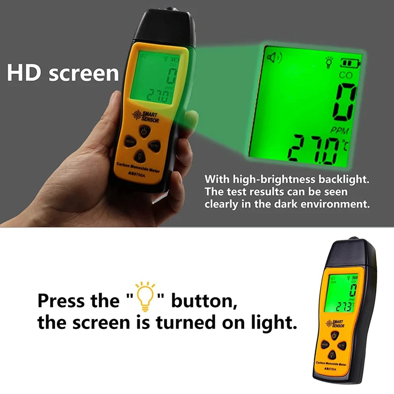 Hot TTKK Handheld Carbon Monoxide Meter, 80Db Light CO Leak Detector, Portable Handheld CO Detector, CO Gas Analyzer