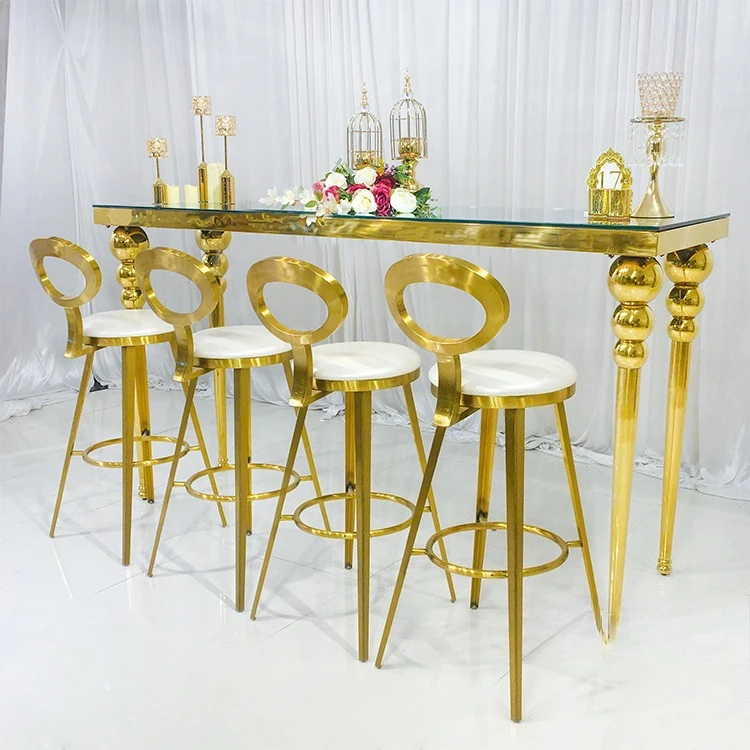 Bar Furniture Stainless Steel Frame High Top Mirror Bar Active Tables and Chairs Portable Bar