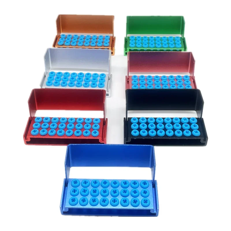 High/Low Speed Burs Dental Bur Block with 24 Holders, Autoclavable and Sterilizable Silicone Case