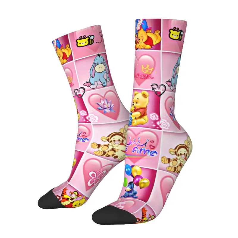 Winnie The Pooh Mens Crew Socks Unisex Kawaii Bear Spring Summer Autumn Winter Dress Socks