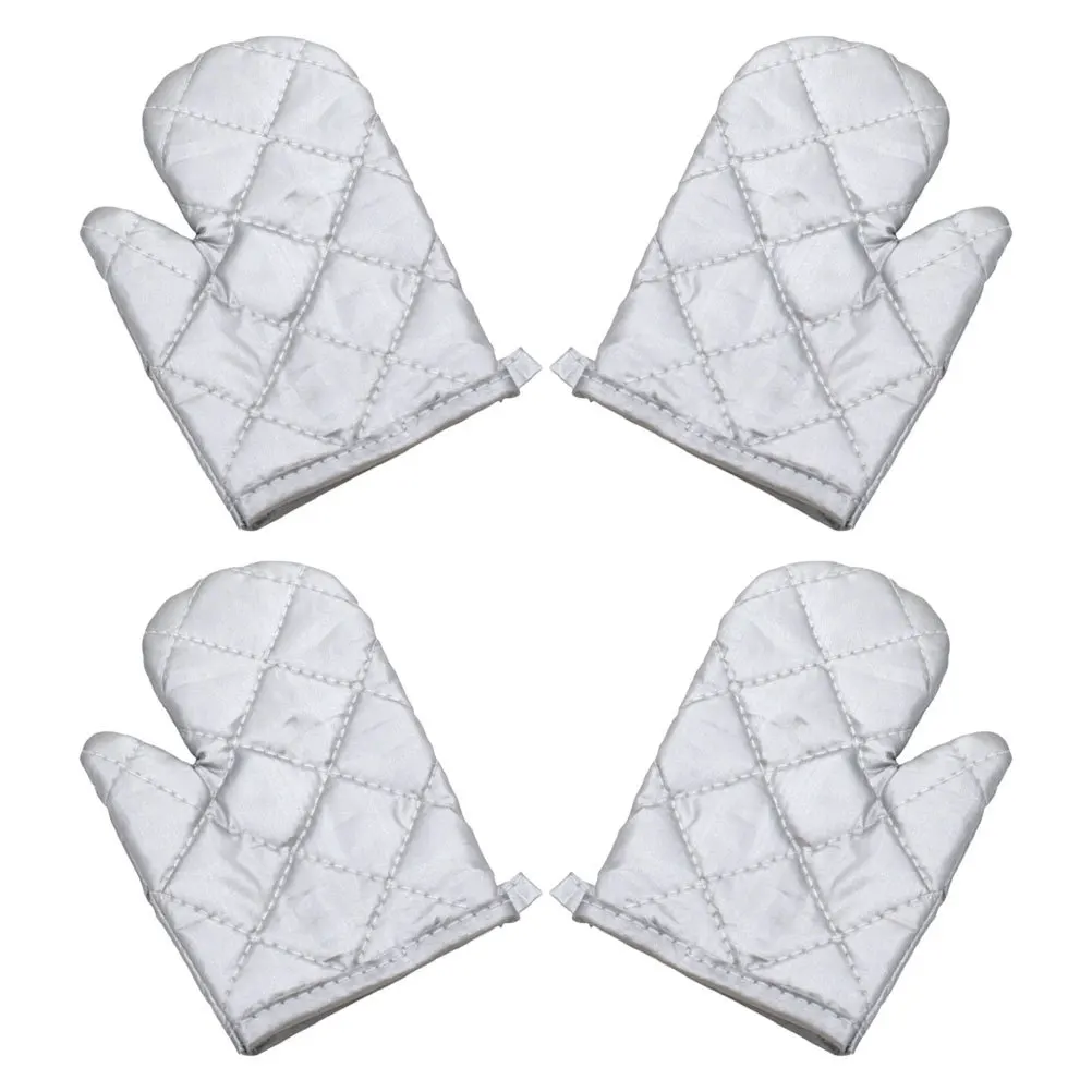 

4Pcs Stylish Silver Coated Heat Resistant Gloves Kids Kitchen Mitts Set Oven Mitts Microwave Baking Cooking Kids Oven Mitt