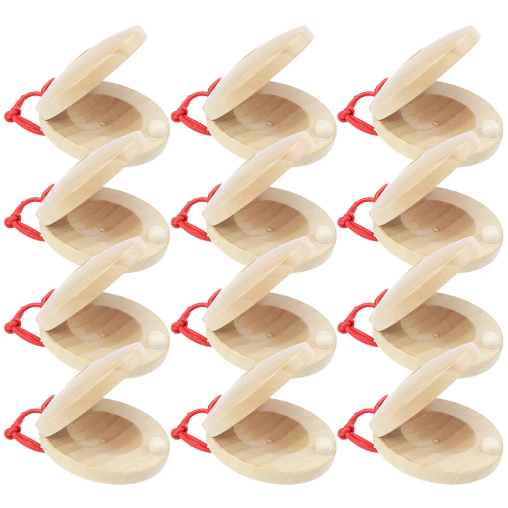 12 Pcs Kids Musical Instruments Finger Castanet Wood Rhythm Castanets Color Wooden Small Child