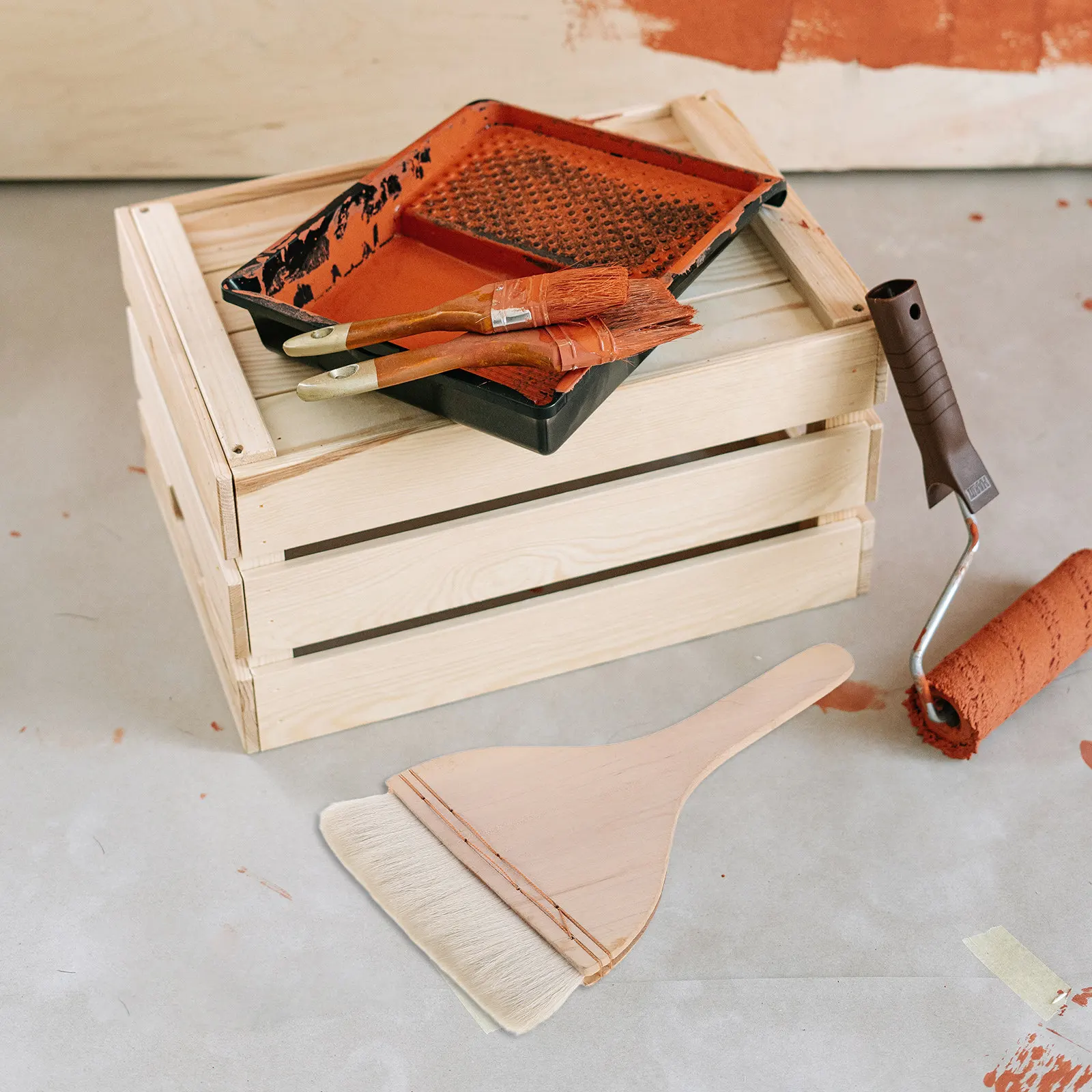 

Большая плоская кисть для рисования, с ворсом из овечьей шерсти, деревянной ручкой, для масляных, акварельных, акриловых красок, для холста, стен, мебели, профессиональная.