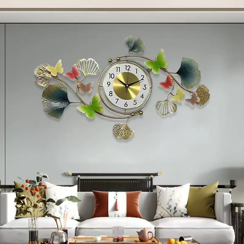 Fashion Living Room Restaurant Bedroom Household Use Atmospheric Iron Art Silent Creative Butterfly Mute Clock Modern Design G