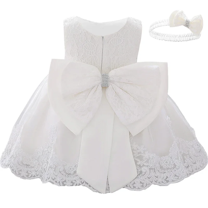 

Toddler Big Bow Baby Girl Dress Newborn Lace Tutu Christening 1st Birthday Princess Dress Elegant Party Ball Gown Dress Vestidos