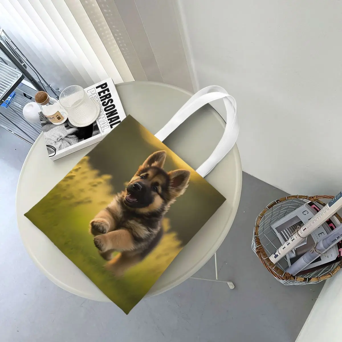 German Shepherd When You Dog Shopping Bags Canvas The Tote Bag Foldable for Girls Shoulder Tote Travel Handbag