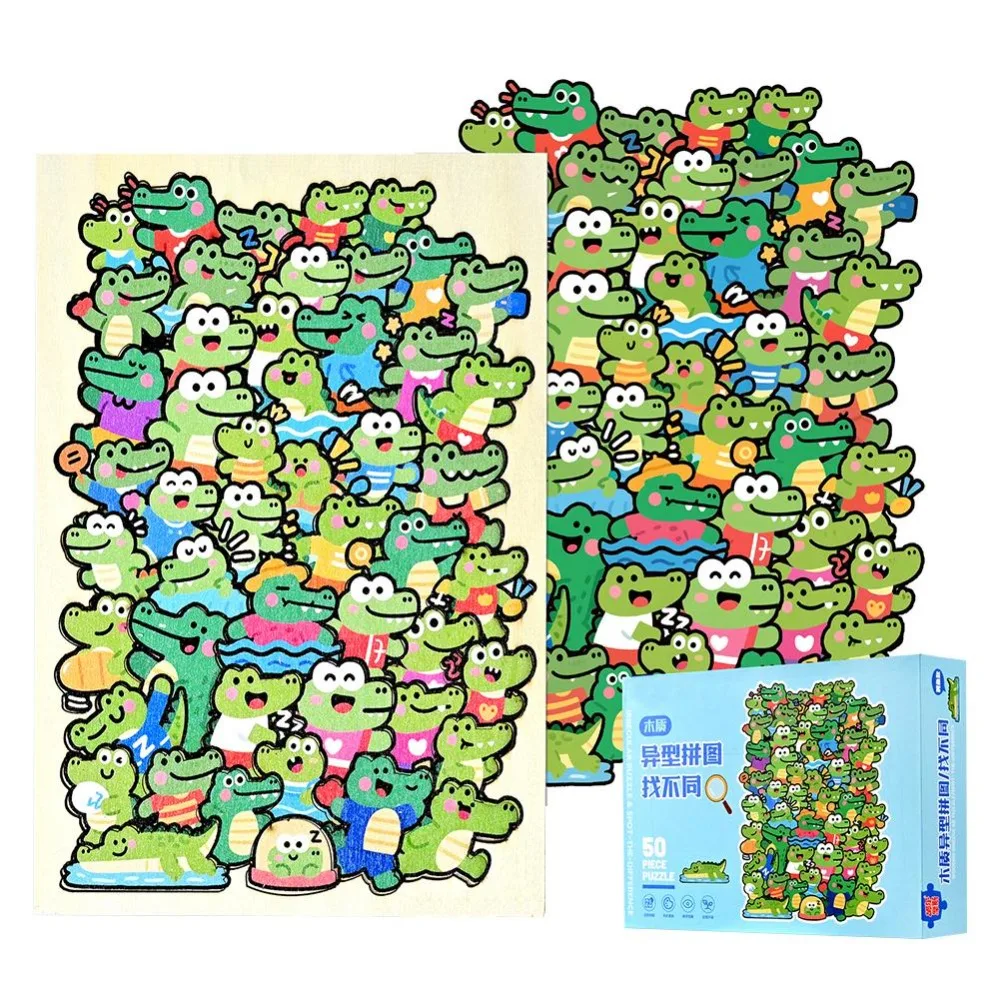 Puzzle di gatto animale a forma irregolare Puzzle di legno di coccodrillo Puzzle di forma di cartone animato Panda Maiale Puzzle a forma di animale Decorazione da scrivania