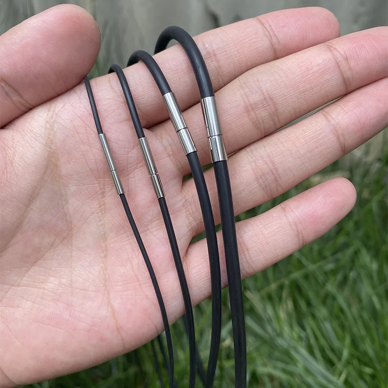 1.5mm 2mm 3mm Black Rubber Soft Cord String Rope Chain Necklace Jewelry with Stainless Metal Buckle Clasp 40cm 50cm 60cm