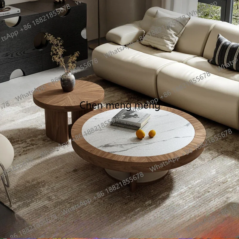 

Walnut Design Side Table Modern Sets Aesthetic Minimalist Round Coffee Table Center Designer Unique Stolik Kawowy Furniture