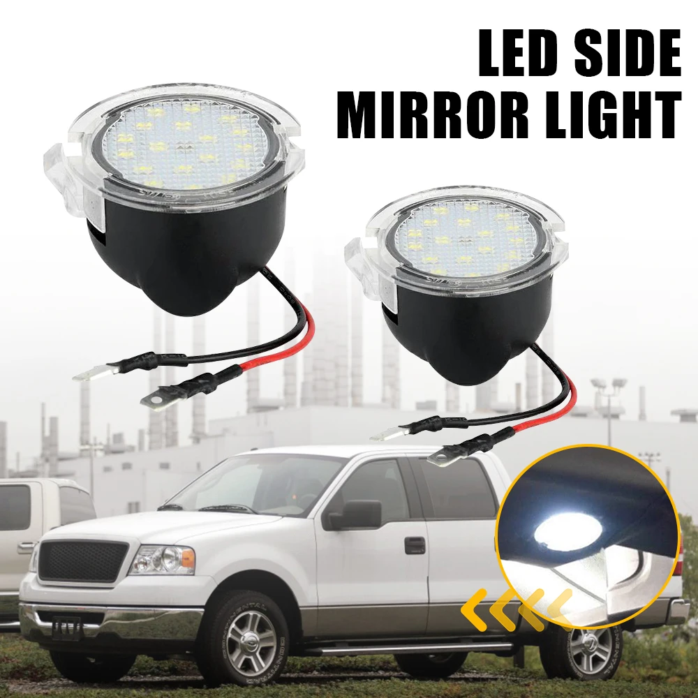 2Pcs Car Side Mirror Puddle Light LED 6000K Kit For Ford F-150 Explorer Expedition Edge Taurus Flex Xenon White Mirror Lamps 12V