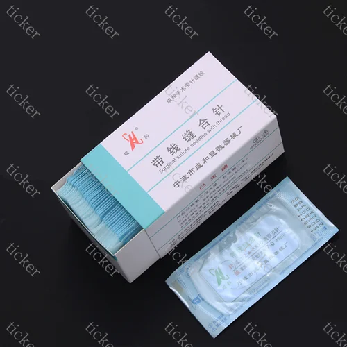 Imagen 2 del producto Aguja de sutura, herramienta de cirugía, aguja de ángulo nano-sin rastro, instrumento quirúrgico para quemar párpados, ceja triangular, canthus, 10 Uds.