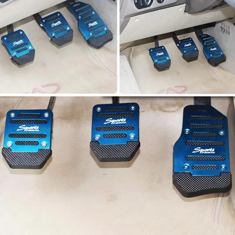 3Pcs Universal Racing Manual Non-Slip Foot Pedal Pad Cover Aluminum Automatic Gear Brake Accelerator Car Interior Accessories