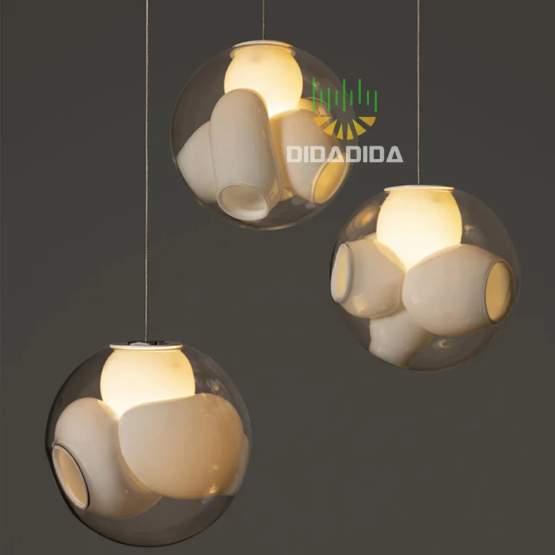 

American-style LED eye-protecting glass chandelier, metallic lustre, dimmable, suitable for hotel and living room decoration