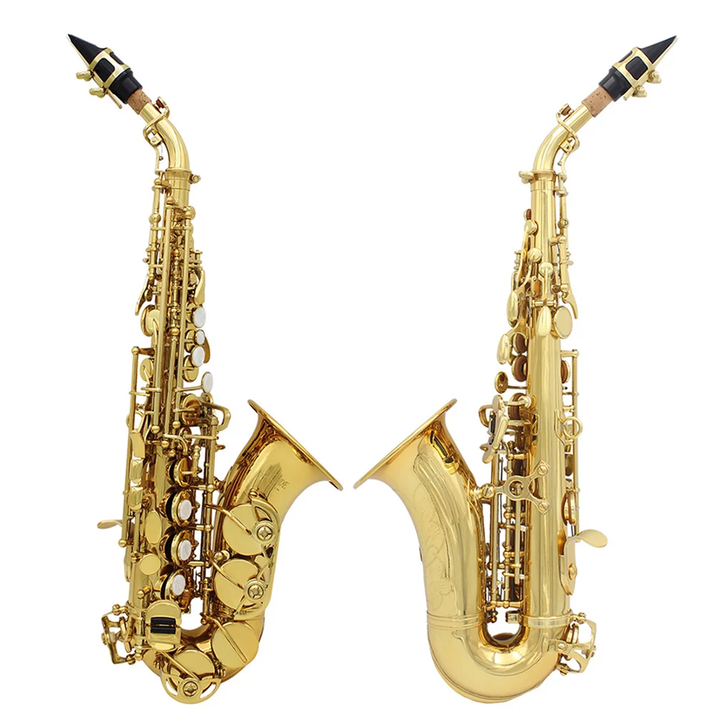 SLADE Sopransaxophon B Flachmessing Sax Professionelles Saxophon mit Koffer Blätter Mundstück Gurt Handschuhe Reinigungstuch Bürste