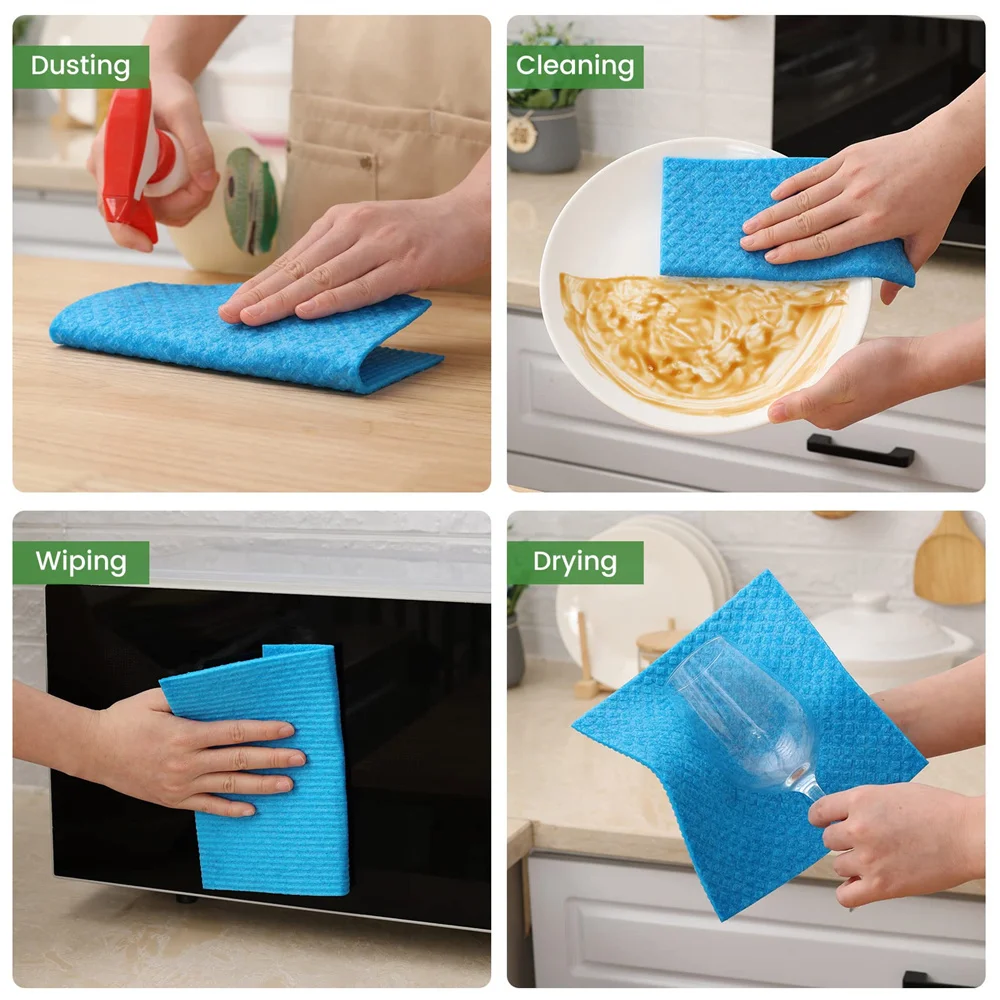 Homaxy Cotton Dishcloth Ultra Soft Absorbent Kitchen Towel Househol Cleaning Cloth Kitchen Tool Gadget Wash Cloth Dish Rag