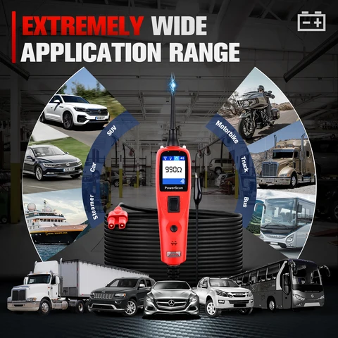 Autel PS100 тестер зонда мощности автомобильный 12 В/24 В автомобильный диагностический AVOметр тестовый инструмент для чтения цифровой вольтметр