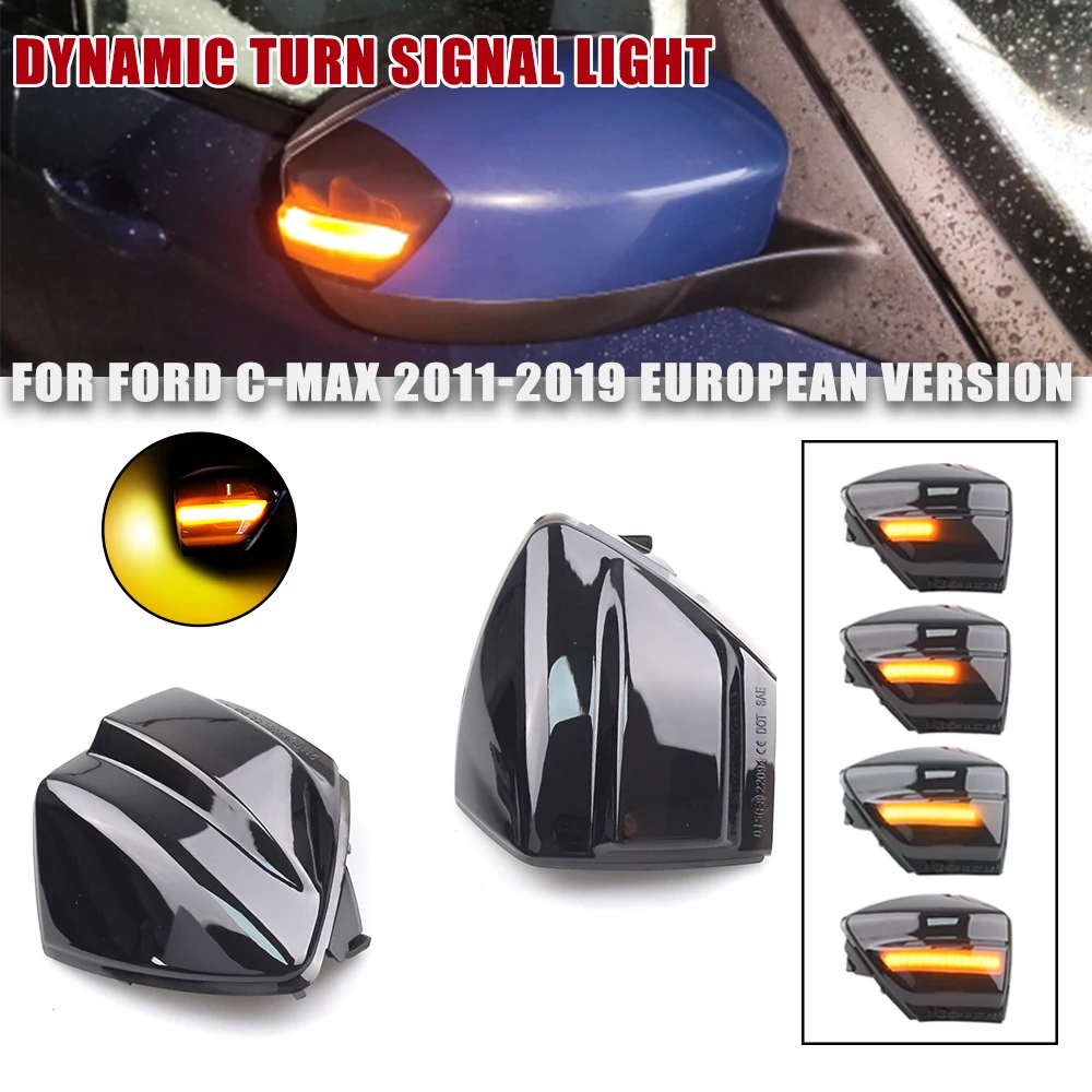 LED Dynamic Turn Signal Light For Ford S-Max 07-14 Kuga C394 08-12 C-Max 11-19 Side Mirror Sequential Lamp Blinker Indicator