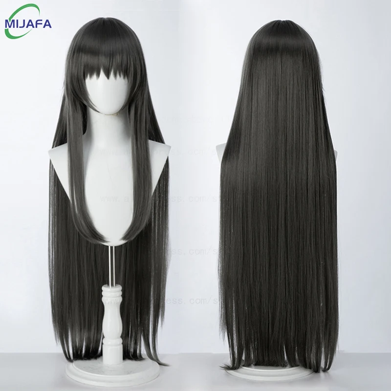 High Quality Akemi Homura Cosplay Wig Long Black Gray Hair Halloween Party Heat Resistant Synthetic Anime Wigs + Wig Cap