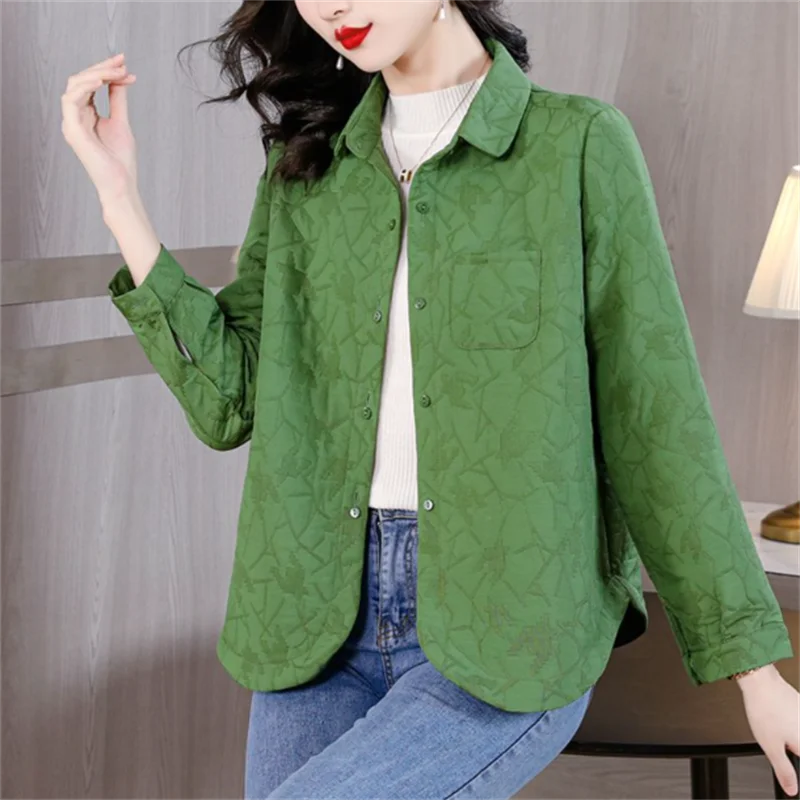 

Thin Cotton Jacket Women Coats Middle-aged Mom Outwear Lightweight Jacket Top Spring Autumn Clothes OL Female Button Up Coat