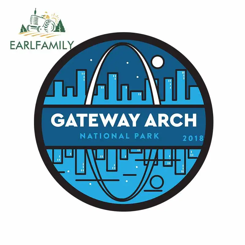 EARLFAMILY 13 cm x 12.9 cm per Gateway Arch Building Paraurti Tronco Anime Decal Cartoon Aria Condizionata Parabrezza RV Adesivi Per Auto