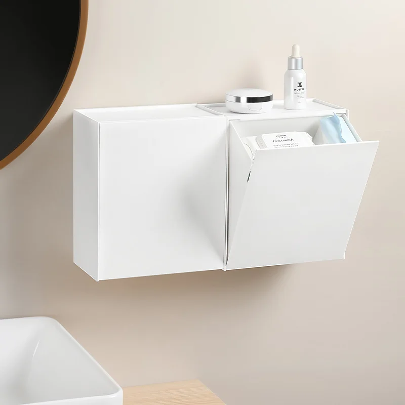 

New Square Wall Mounted Storage Box Multifunctional Semi Flip Cosmetic Storage Rack